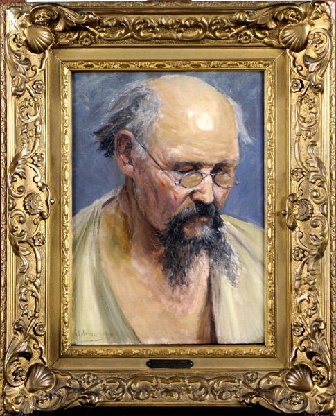 Le Barbu A Lunettes Oil Painting by Edouard Agneessens