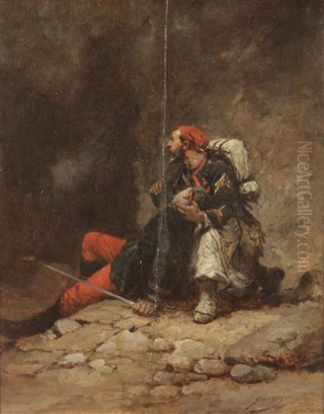 The Dying Captain Oil Painting by Wilfrid Constant Beauquesne