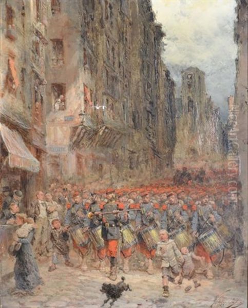 Le Defile Oil Painting by Wilfrid Constant Beauquesne