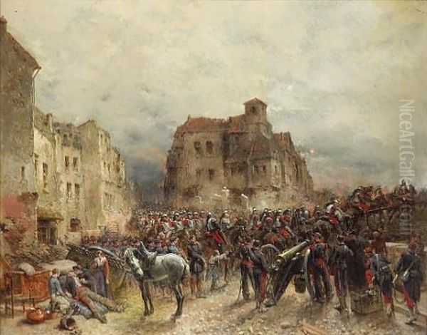 Marching To Battle Oil Painting by Wilfrid Constant Beauquesne