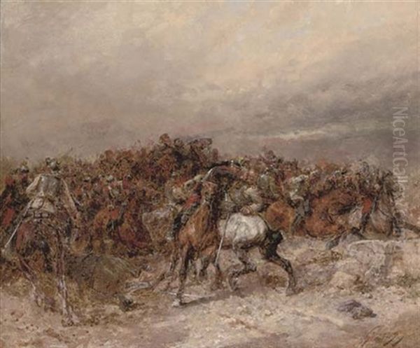 At The Foray Oil Painting by Wilfrid Constant Beauquesne