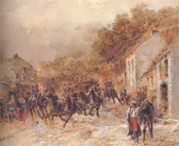 Storming The Town Oil Painting by Wilfrid Constant Beauquesne