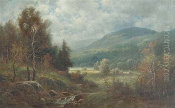 An Autumn Landscape Oil Painting by Charles Grant Beauregard