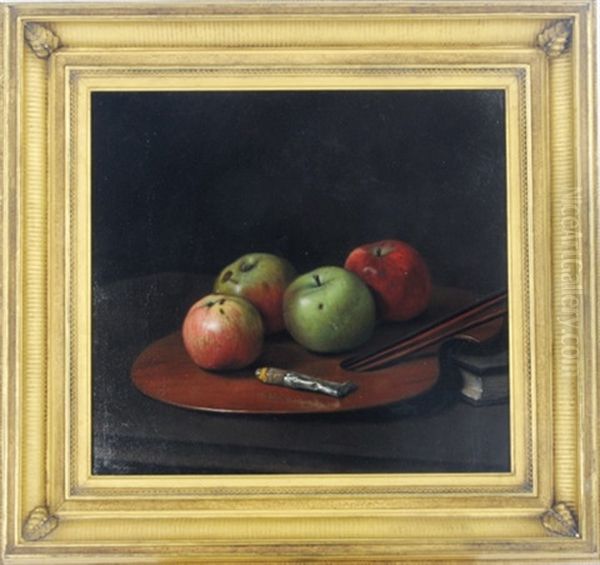 Apples On An Artist's Palette Oil Painting by G. Pierre Beauregard