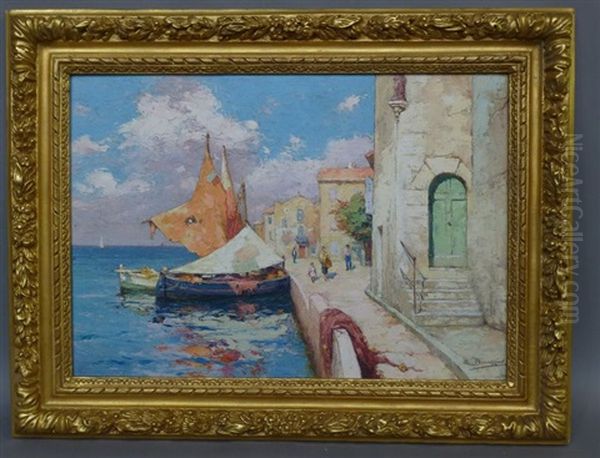 Vue De Martigues Oil Painting by Emile Beaussier