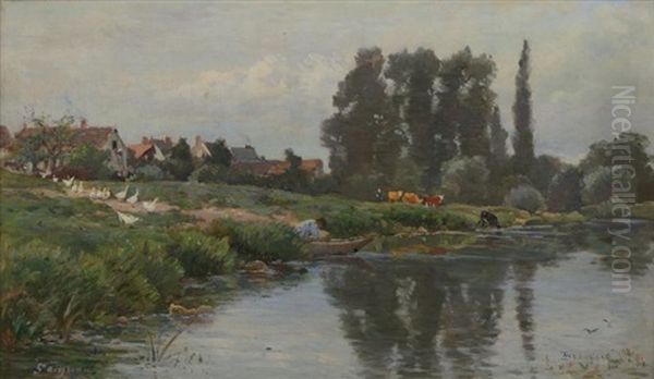 Bords De Riviere Oil Painting by Armand Beauvais