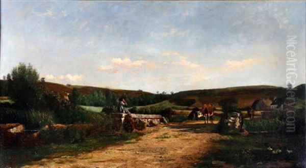 Landscape Oil Painting by Charles Joseph Beauverie