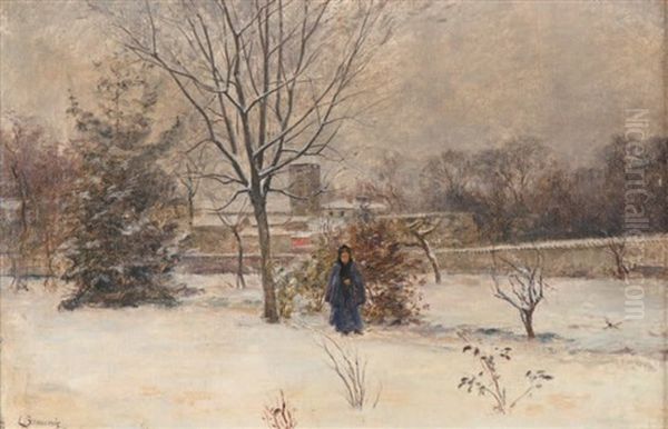 Effet De Neige Oil Painting by Charles Joseph Beauverie