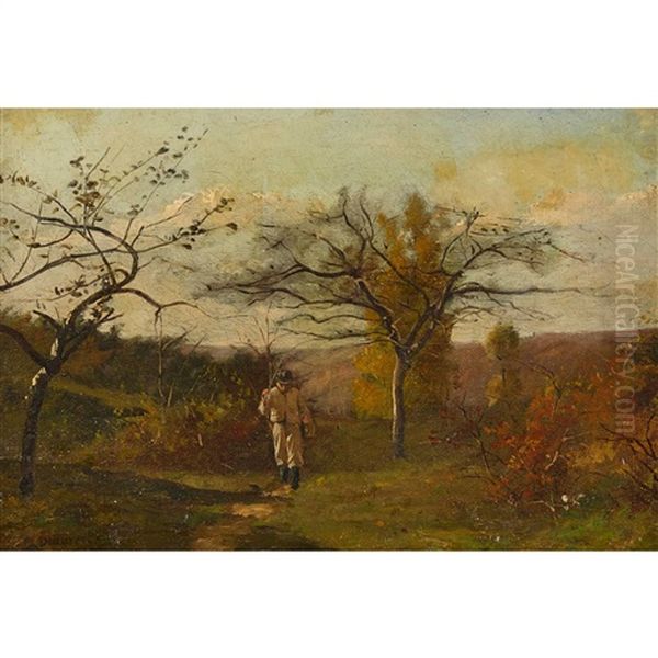 Herbstlandschaft Mit Jager Oil Painting by Charles Joseph Beauverie