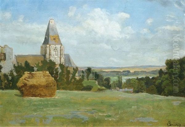 Sommerliche Landschaft Mit Kirche, Sommerlicher Garten An Einem Gehoft (pair) Oil Painting by Charles Joseph Beauverie