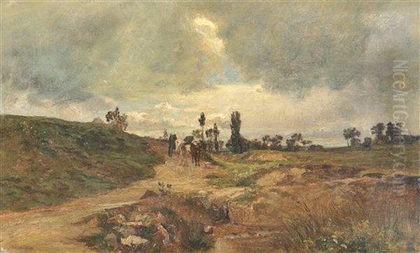 Attelage Sous L'orage Oil Painting by Charles Joseph Beauverie