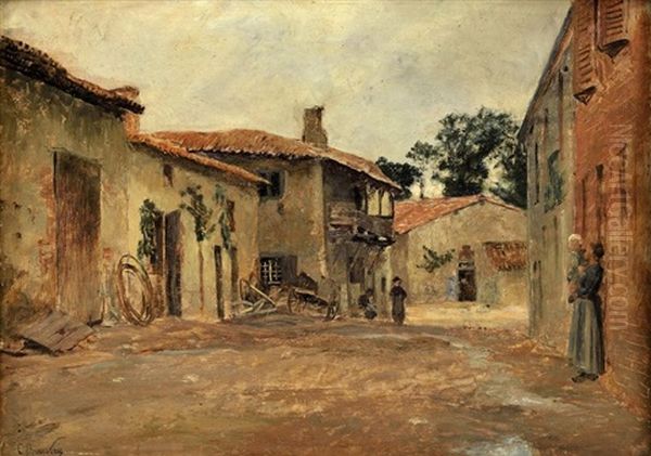 Scene De Village Oil Painting by Charles Joseph Beauverie