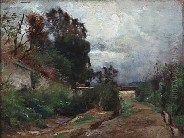 French Landscape With Cloudy Sky Oil Painting by Charles Joseph Beauverie