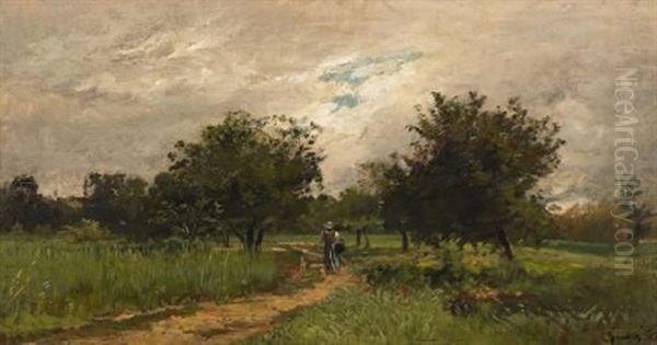 Im Obstgarten Oil Painting by Charles Joseph Beauverie