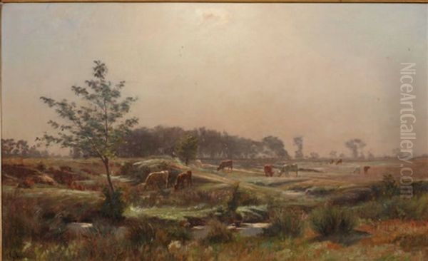 Paysage De Vaches Dans La Montagne Oil Painting by Charles Joseph Beauverie