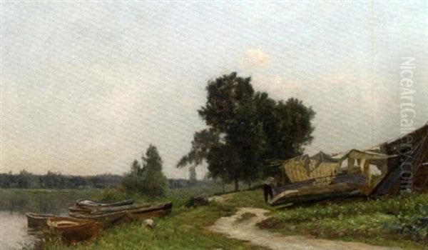 Canotier Au Bord De L'oise Oil Painting by Charles Joseph Beauverie