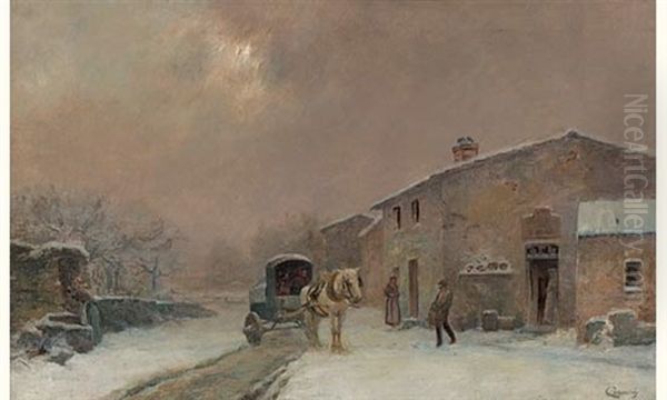 Le Chargement En Hiver Oil Painting by Charles Joseph Beauverie