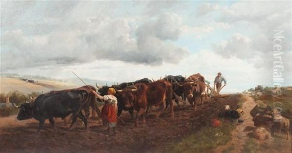 Autumn Ploughing Oil Painting by Richard Beavis