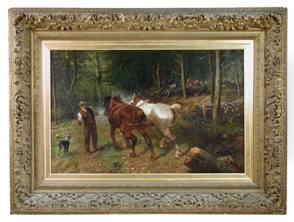 Logging In Woodland Oil Painting by Richard Beavis