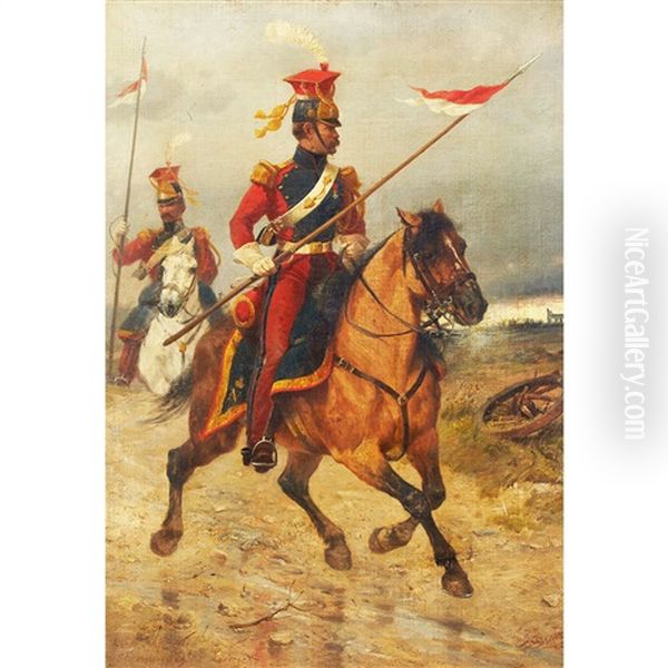 Garde Imperiale Chevals-legers Lanciers Oil Painting by Richard Beavis