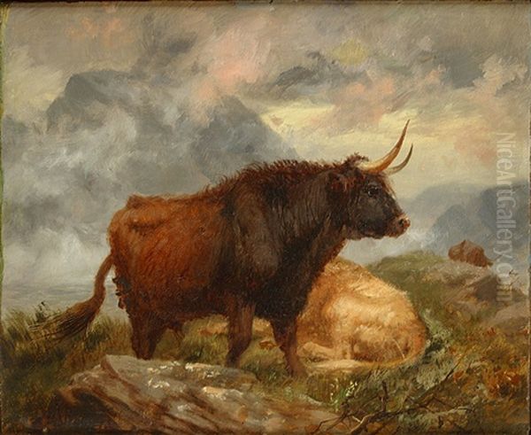 Stier In Een Berglandschap Oil Painting by Richard Beavis