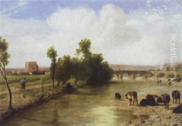 The Guadalquiver And Bridge Of Cordova From Ribera Oil Painting by Richard Beavis