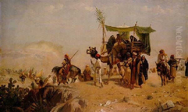 Pilgrims En Route To Mecca Oil Painting by Richard Beavis