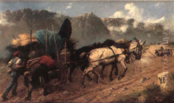 A Heavy Wagon Oil Painting by Richard Beavis