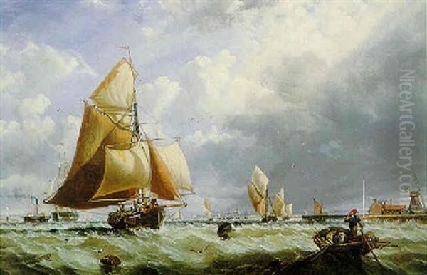 The Thames Below Gravesend-oyster Smacks Running Up by Richard Beavis