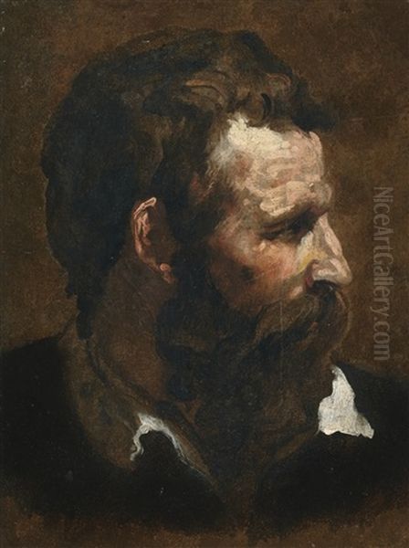 Head Of A Bearded Man Seen In Profile Oil Painting by Domenico Beccafumi