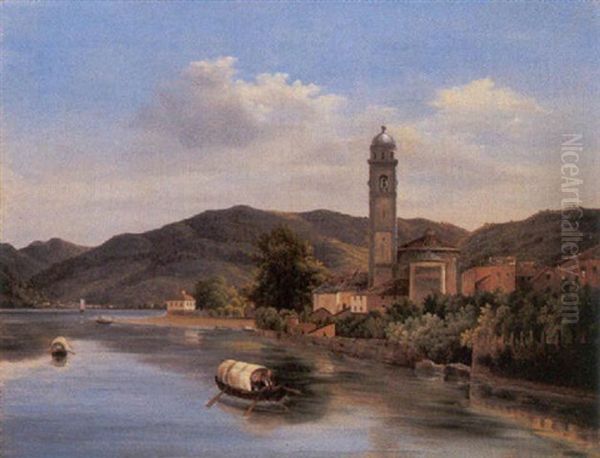 Veduta Lacustre Oil Painting by Angelo Beccaria