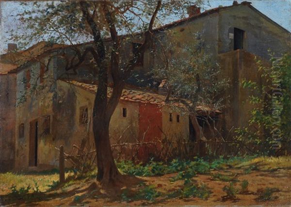 Casolare A Castiglioncello Oil Painting by Luigi Bechi