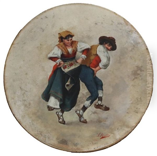 Danzatori In Abiti Tradizionali Oil Painting by Luigi Bechi