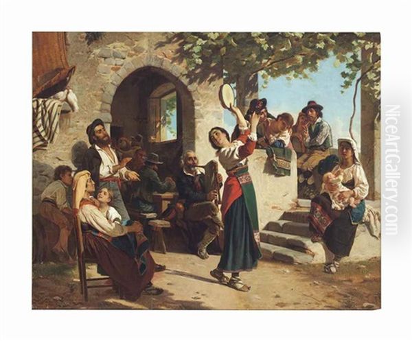 The Gypsy Dance Oil Painting by Luigi Bechi