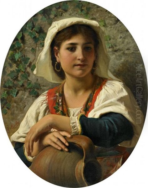 Bildnis Einer Jungen Italienerin Oil Painting by Luigi Bechi