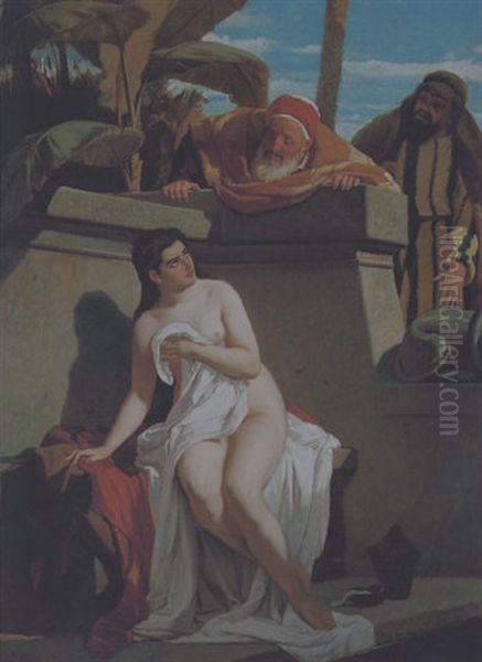 Susanna E I Vecchioni Oil Painting by Luigi Bechi