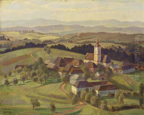 Dorfer In Hugeliger Landschaft Oil Painting by Lothar Bechstein