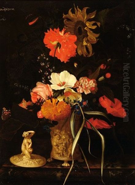 Still Life Of Flowers Oil Painting by Maria Johanna Wilhelmina Becht