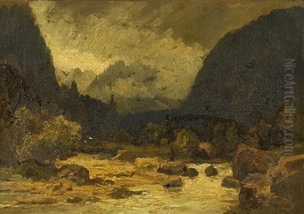 Wildwasser Im Gebirge Oil Painting by Gustav von Bechtolsheim