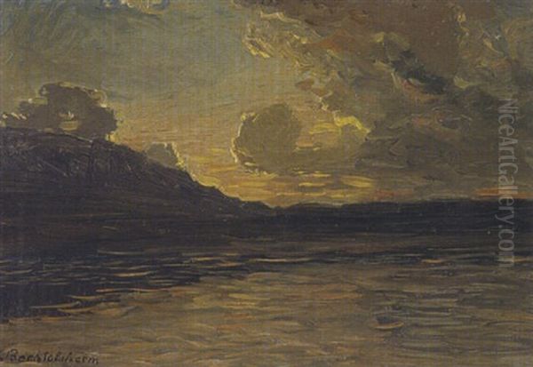 Sonnenuntergangsstimmung Am Seeufer Oil Painting by Gustav von Bechtolsheim