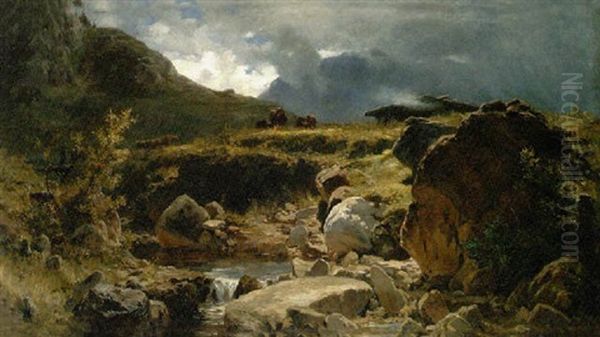 Hochgebirgslandschaft Oil Painting by Gustav von Bechtolsheim