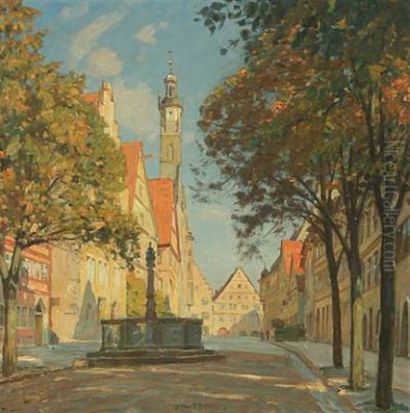 Street Scene From Heerengasse Rothenburg Ob Der Tauber Oil Painting by Christian Frederick Beck