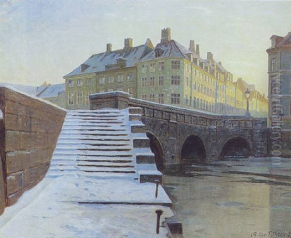 Vinterdag I Kobenhavn Ved Stormbroen Oil Painting by Christian Frederick Beck