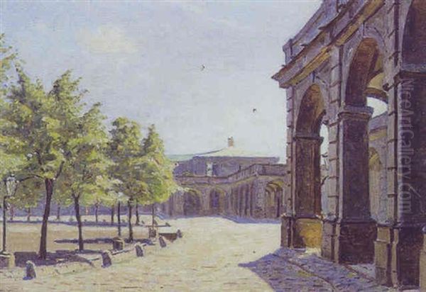 Christiansborg Slotplads Oil Painting by Christian Frederick Beck