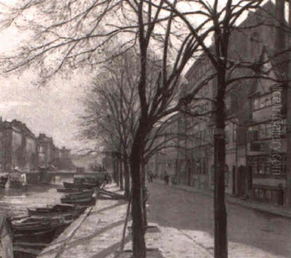 Am Canal Christianshavens Oil Painting by Christian Frederick Beck