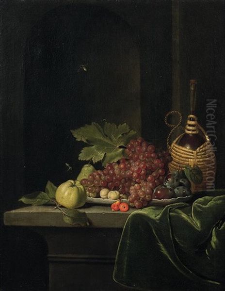 Nature Morte Aux Raisins, Au Coing, Et Aux Prunes Oil Painting by Jacob Samuel Beck