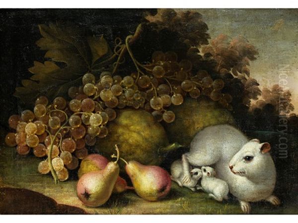 Fruchtestilleben Mit Meerschweinchen Oil Painting by Jacob Samuel Beck