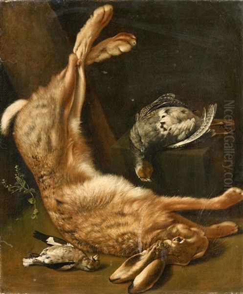 Jagdstillleben Mit Hasen Und Singvogeln Oil Painting by Jacob Samuel Beck