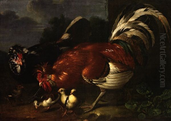 Enten (+ Huhner; Pair) Oil Painting by Jacob Samuel Beck