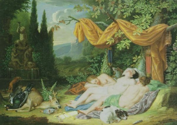 Die Rast Der Diana Oil Painting by Jacob Samuel Beck